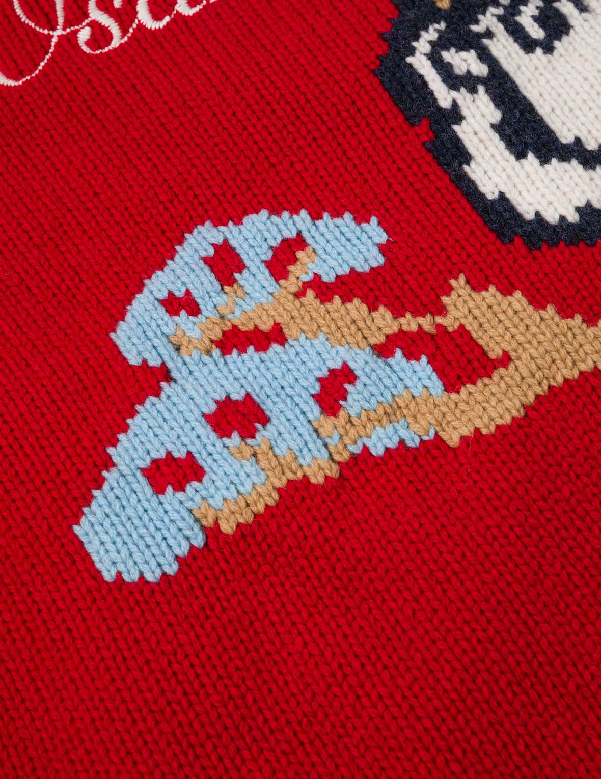 文字绘佛头嵌花宽版休闲编织羊毛外套