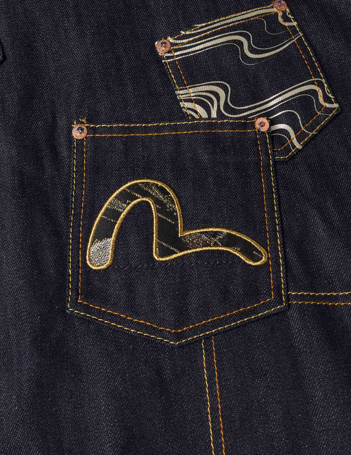 Multi-Pocket with Brocade Patch Relax Fit Denim Jacket