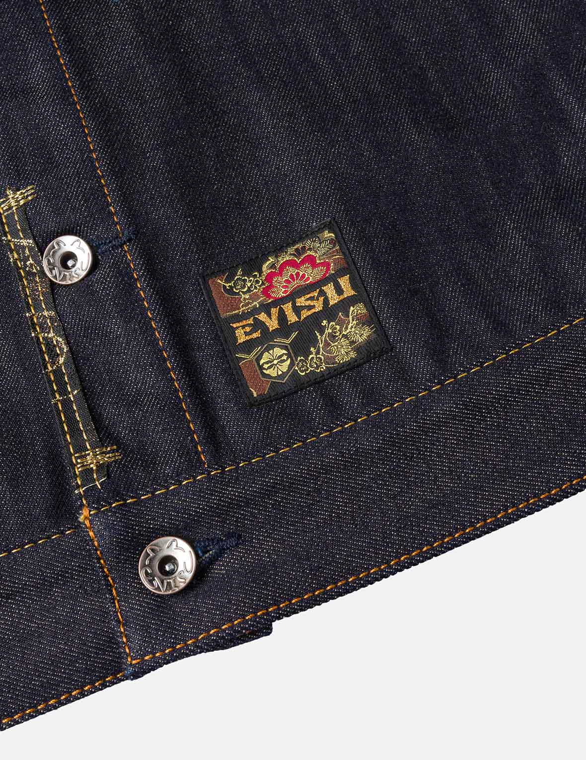 Multi-Pocket with Brocade Patch Relax Fit Denim Jacket