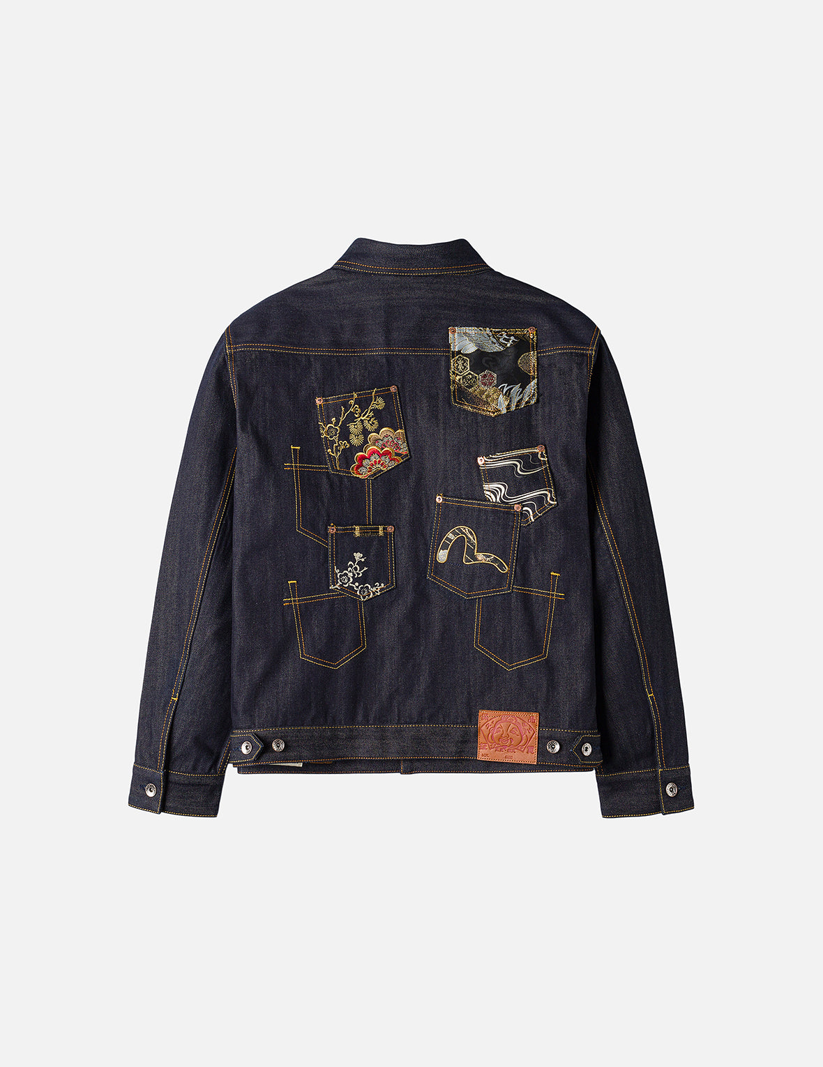 Multi-Pocket with Brocade Patch Relax Fit Denim Jacket