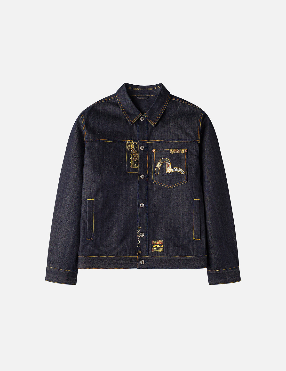 Multi-Pocket with Brocade Patch Relax Fit Denim Jacket