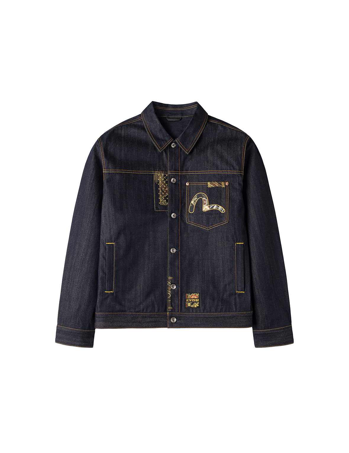 Multi-Pocket with Brocade Patch Relax Fit Denim Jacket