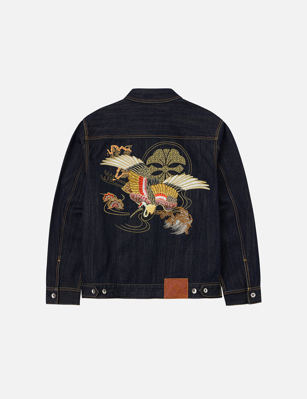 仙鹤报恩刺绣宽版休闲牛仔外套