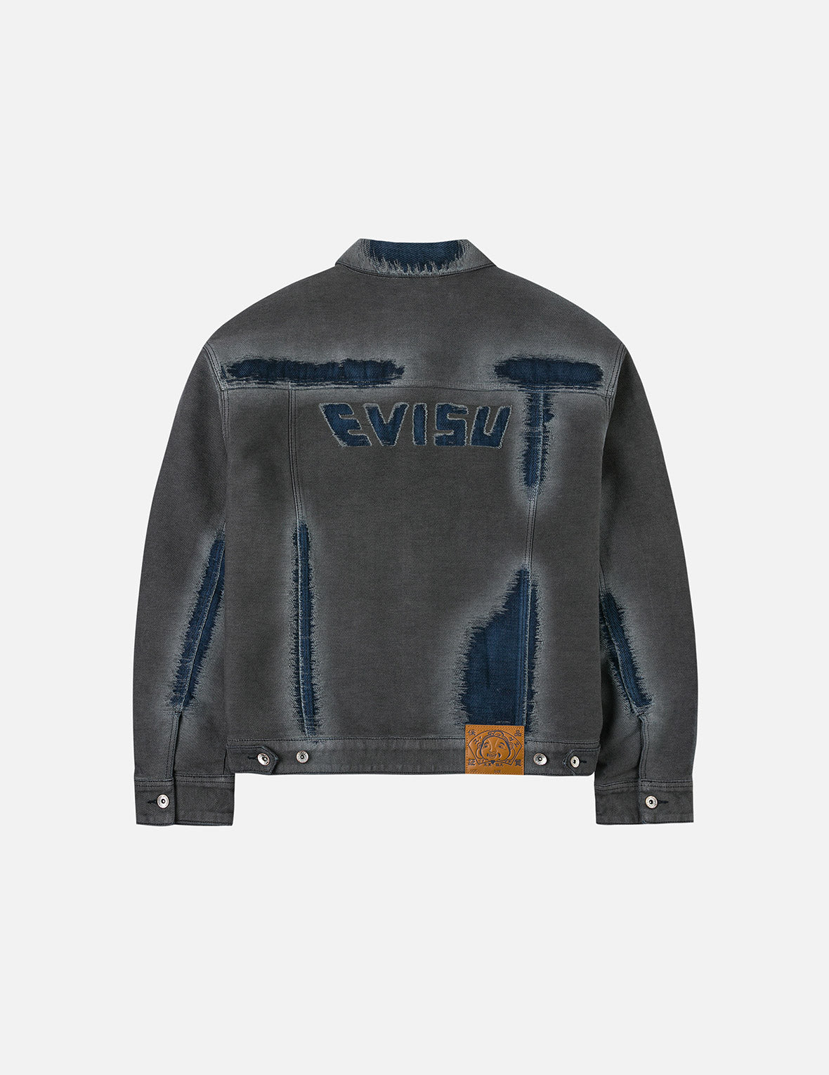 破损海鸥和商标印花宽版休闲牛仔外套