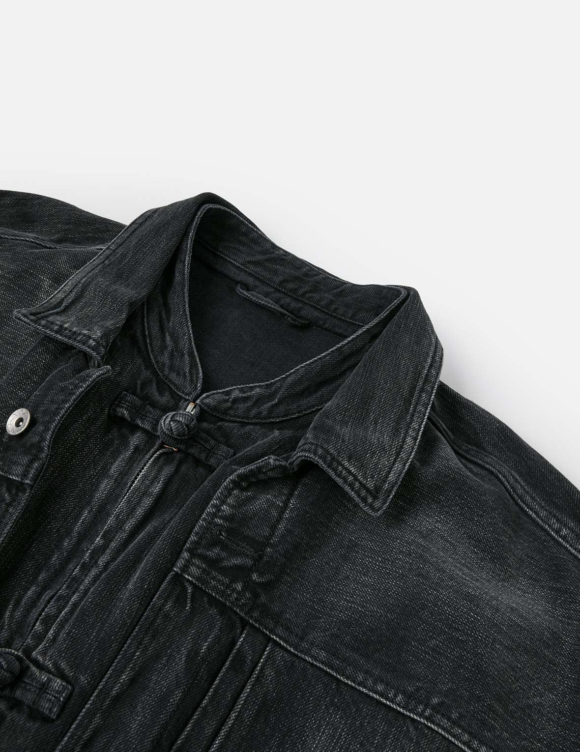 佛头和商标刺绣超宽版中国风水洗牛仔外套