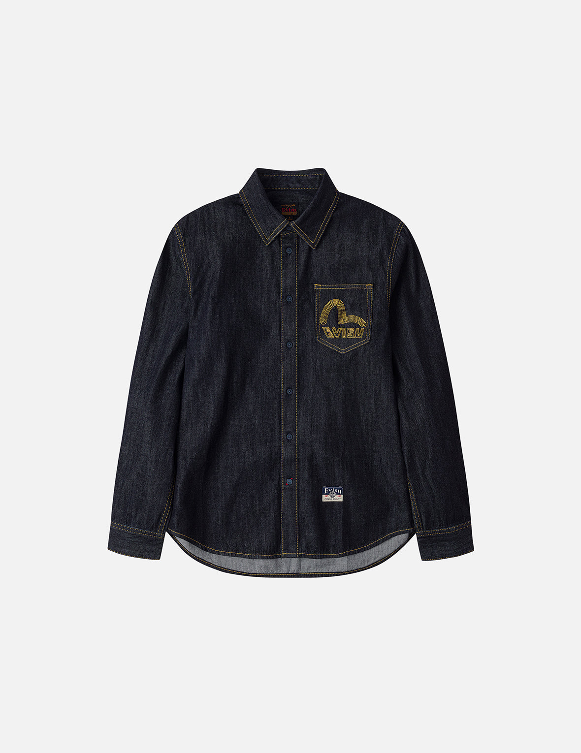 海鸥刺绣常规版型牛仔长袖衬衣