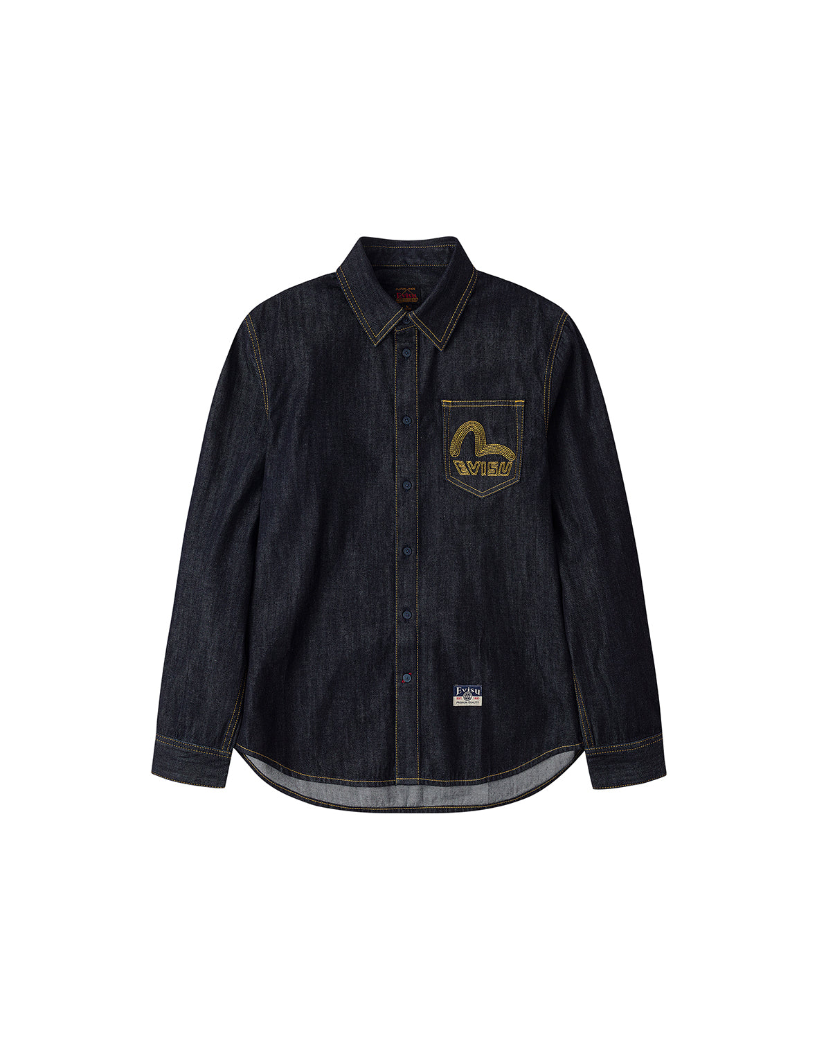 海鸥刺绣常规版型牛仔长袖衬衣