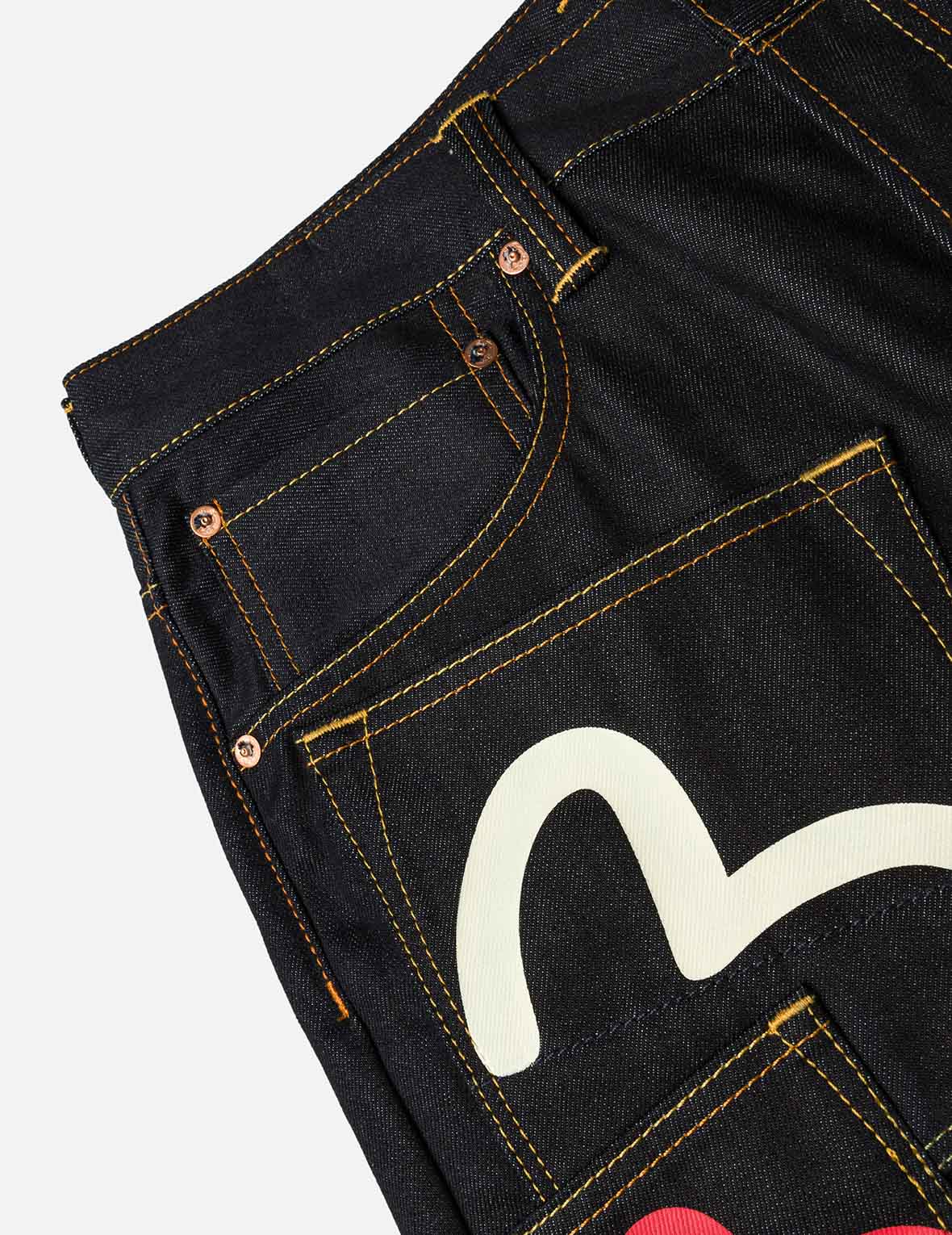 Seagull Print and Multi-Pocket Fashion Fit Denim Shorts