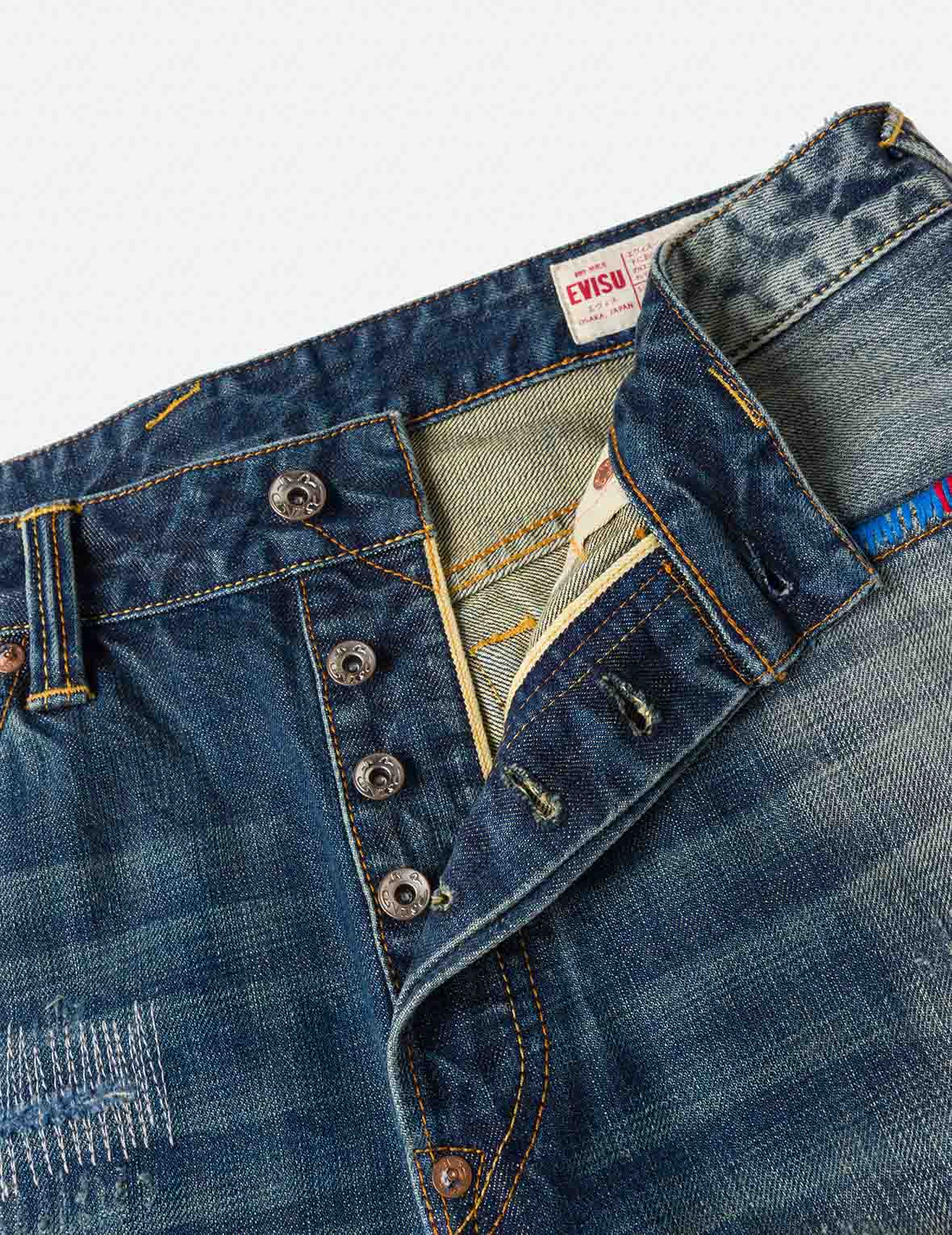 7-Pocket Design with Seagull Embroidery Washed Regular Fit Jeans #2020