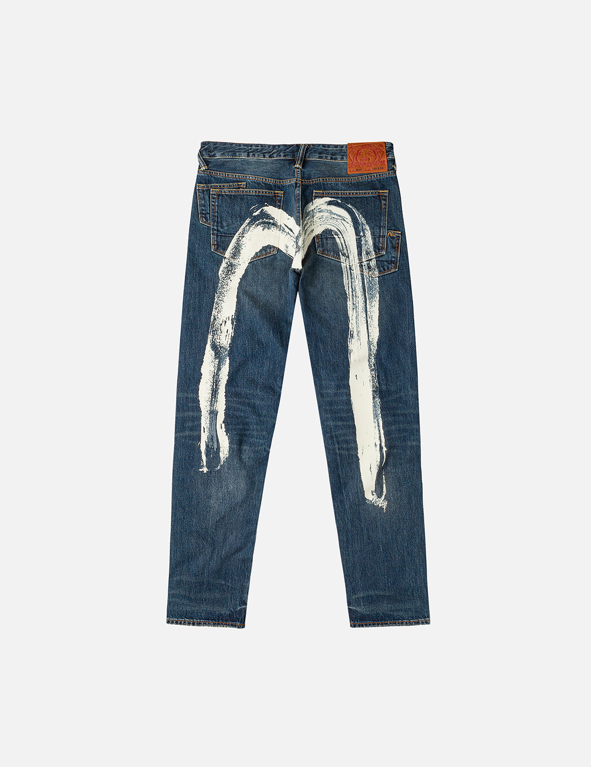 7口袋设计洗水笔刷大M印花窄脚牛仔裤 #2017