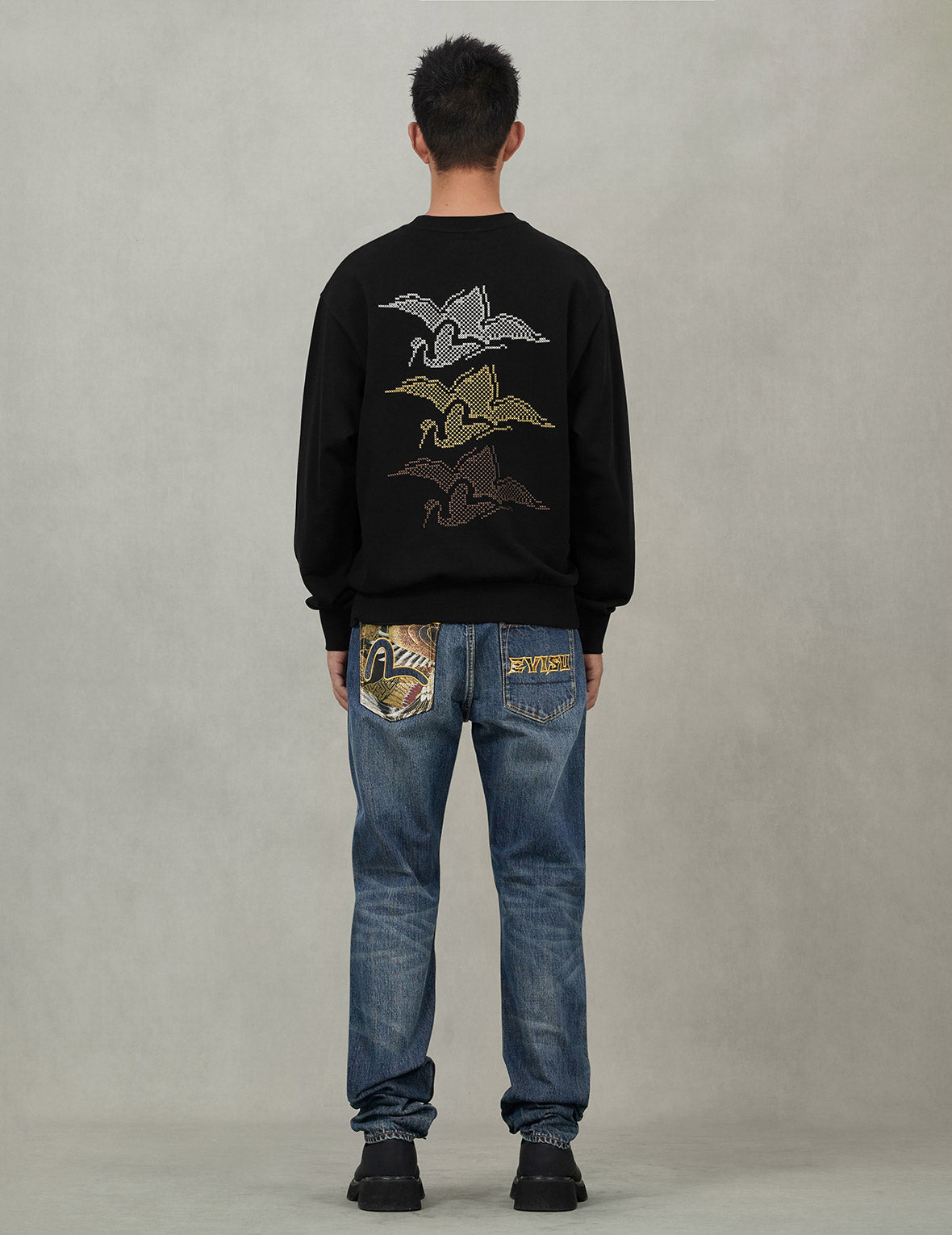 Brocade Patch Pocket Taper Fit Jeans #2017