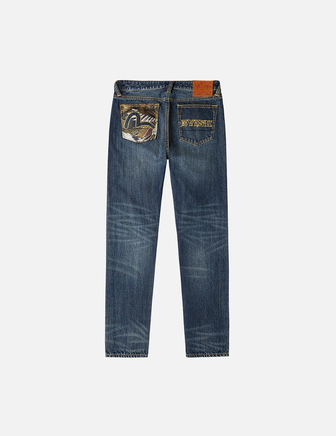 Brocade Patch Pocket Taper Fit Jeans #2017