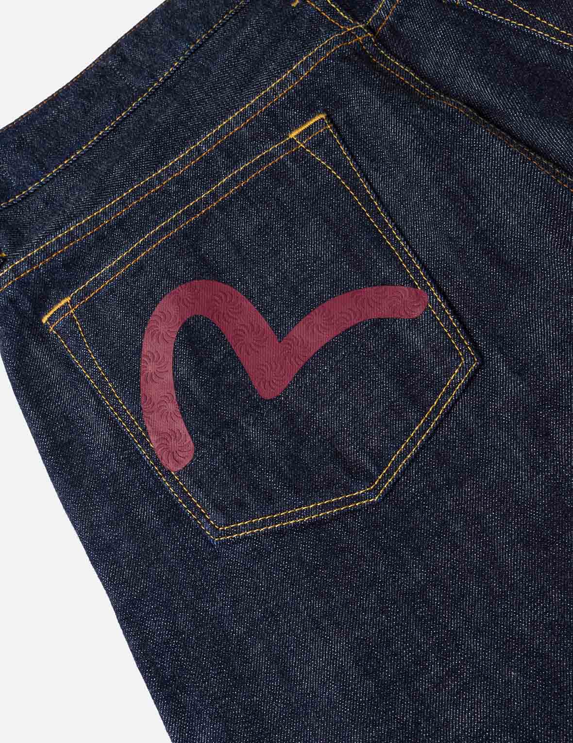Seagull Print and Pockets Taper Fit Jeans #2017