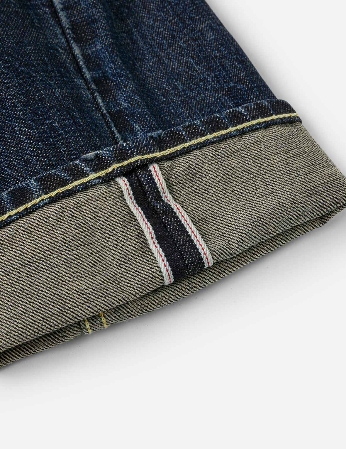 佛头舞狮大M印花锥型牛仔裤