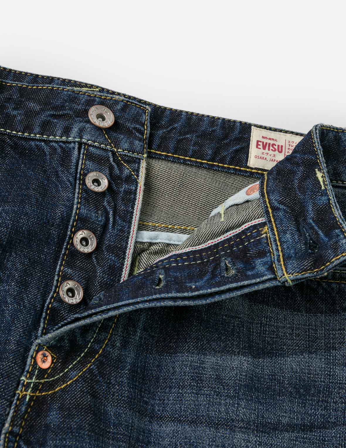 佛头舞狮大M印花锥型牛仔裤