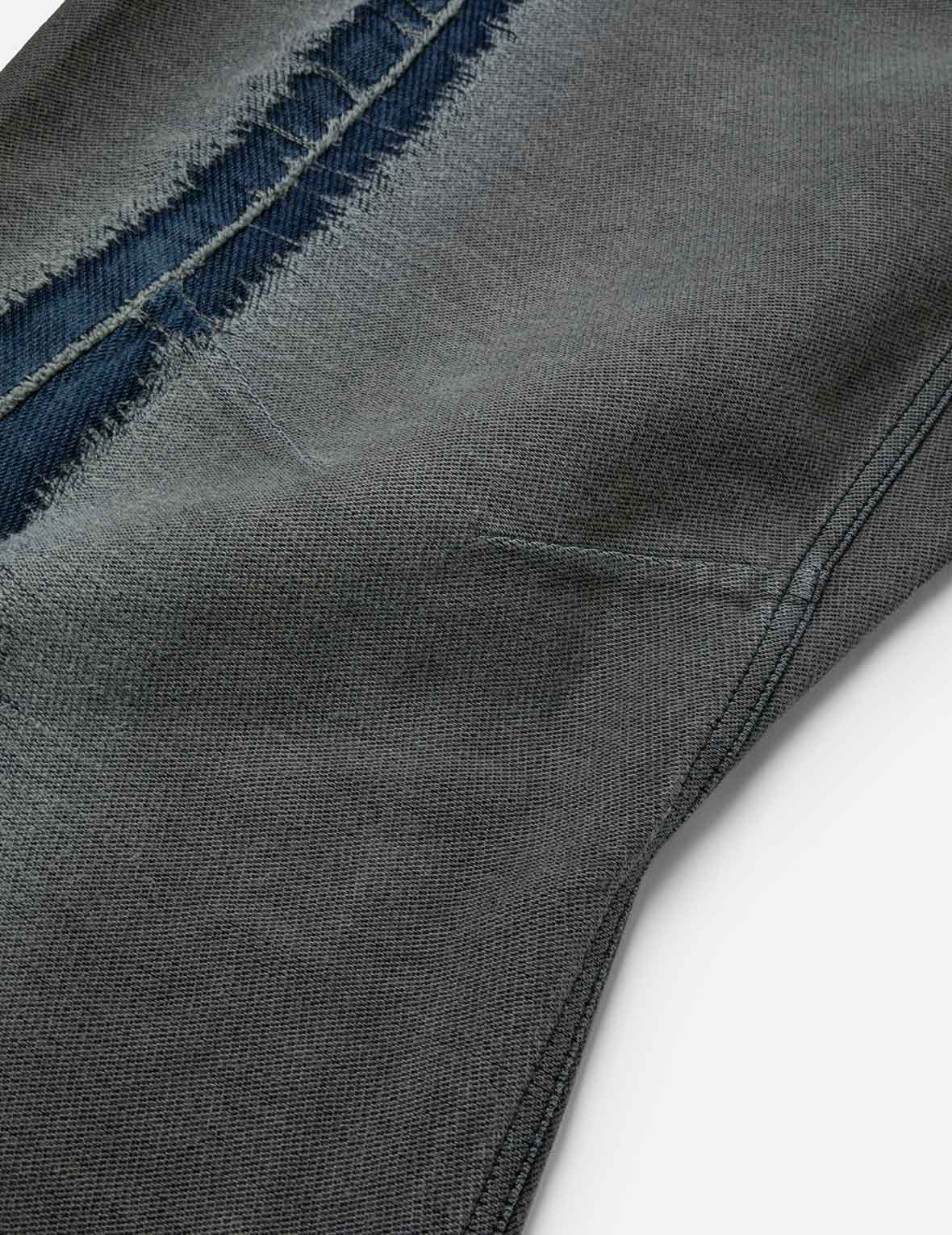 破损海鸥印花立体剪裁水洗牛仔裤