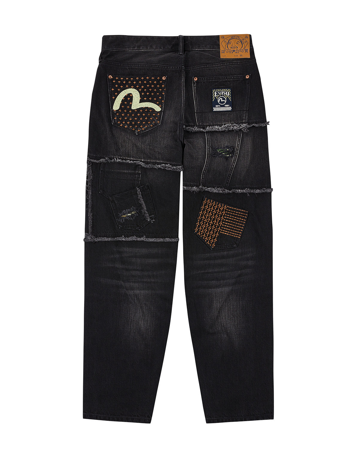 Washed Deconstructed Sashiko Relax Fit Jeans #2030
