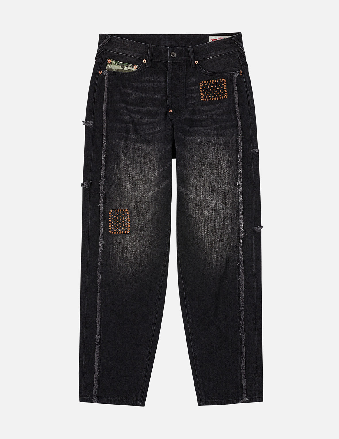 Washed Deconstructed Sashiko Relax Fit Jeans #2030