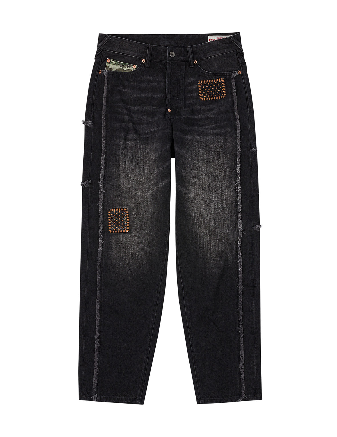 Washed Deconstructed Sashiko Relax Fit Jeans #2030