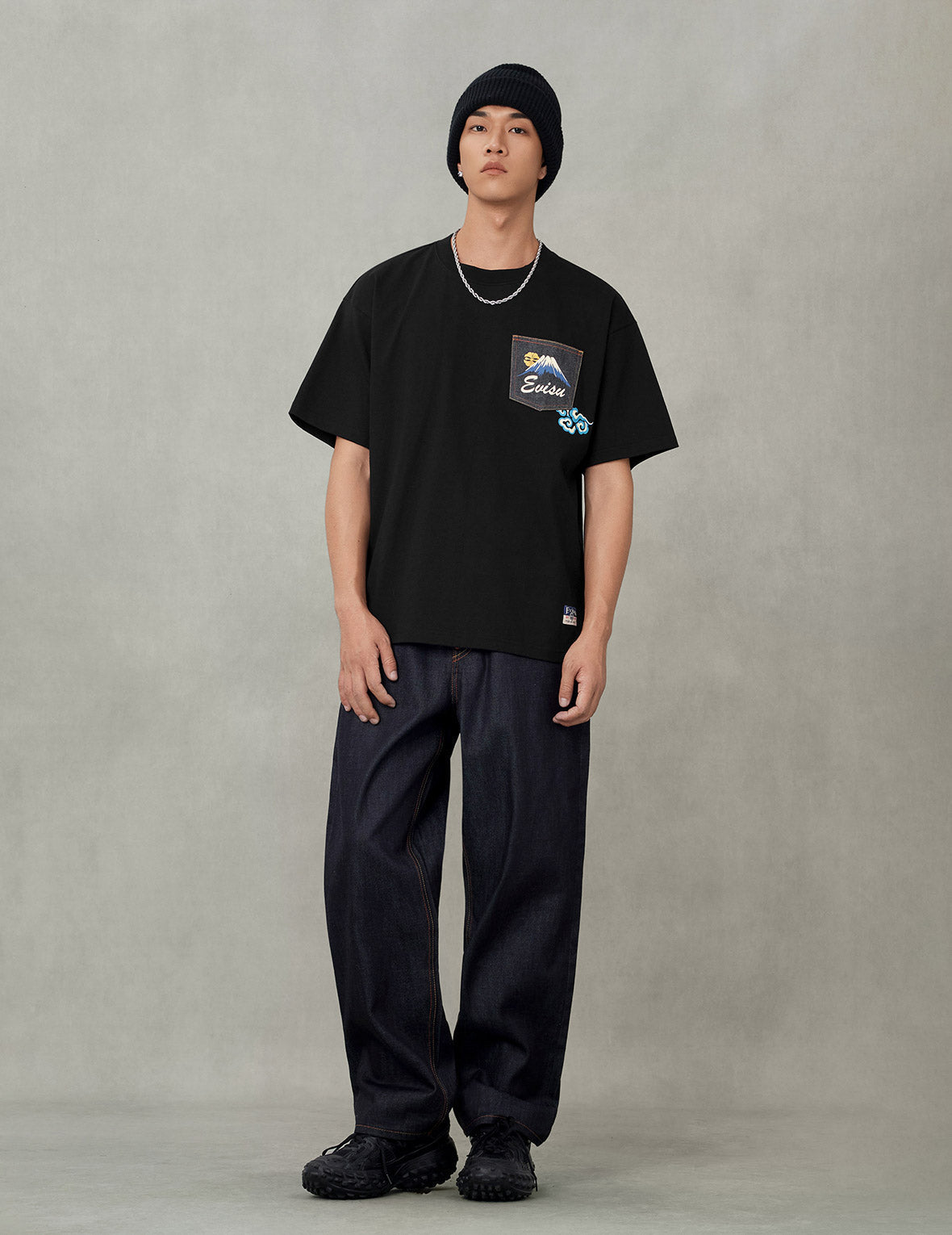 Red Daicock Print Loose Fit Jeans #2038