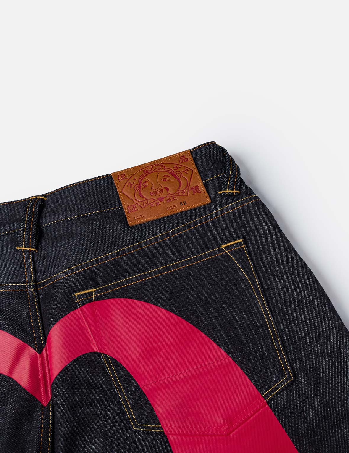 Red Daicock Print Loose Fit Jeans #2038