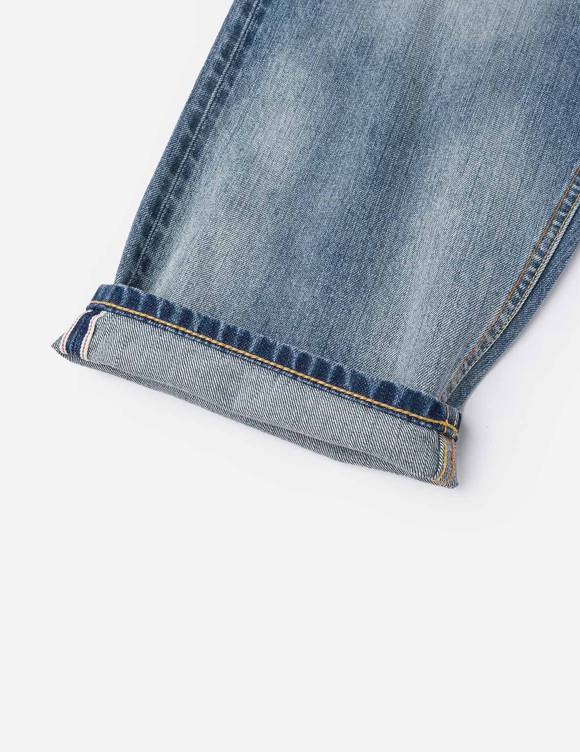 米白色大M印花宽松版型牛仔裤 #2038