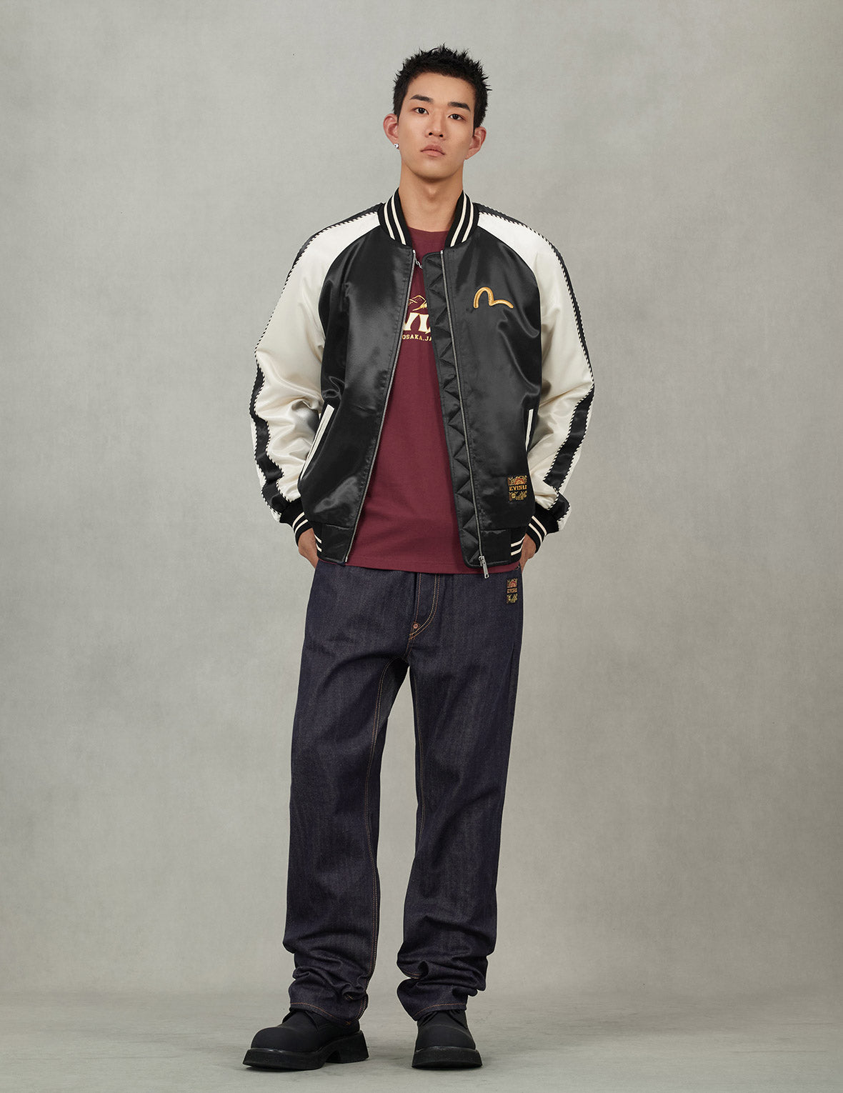 仙鹤刺绣常规版型横须贺外套