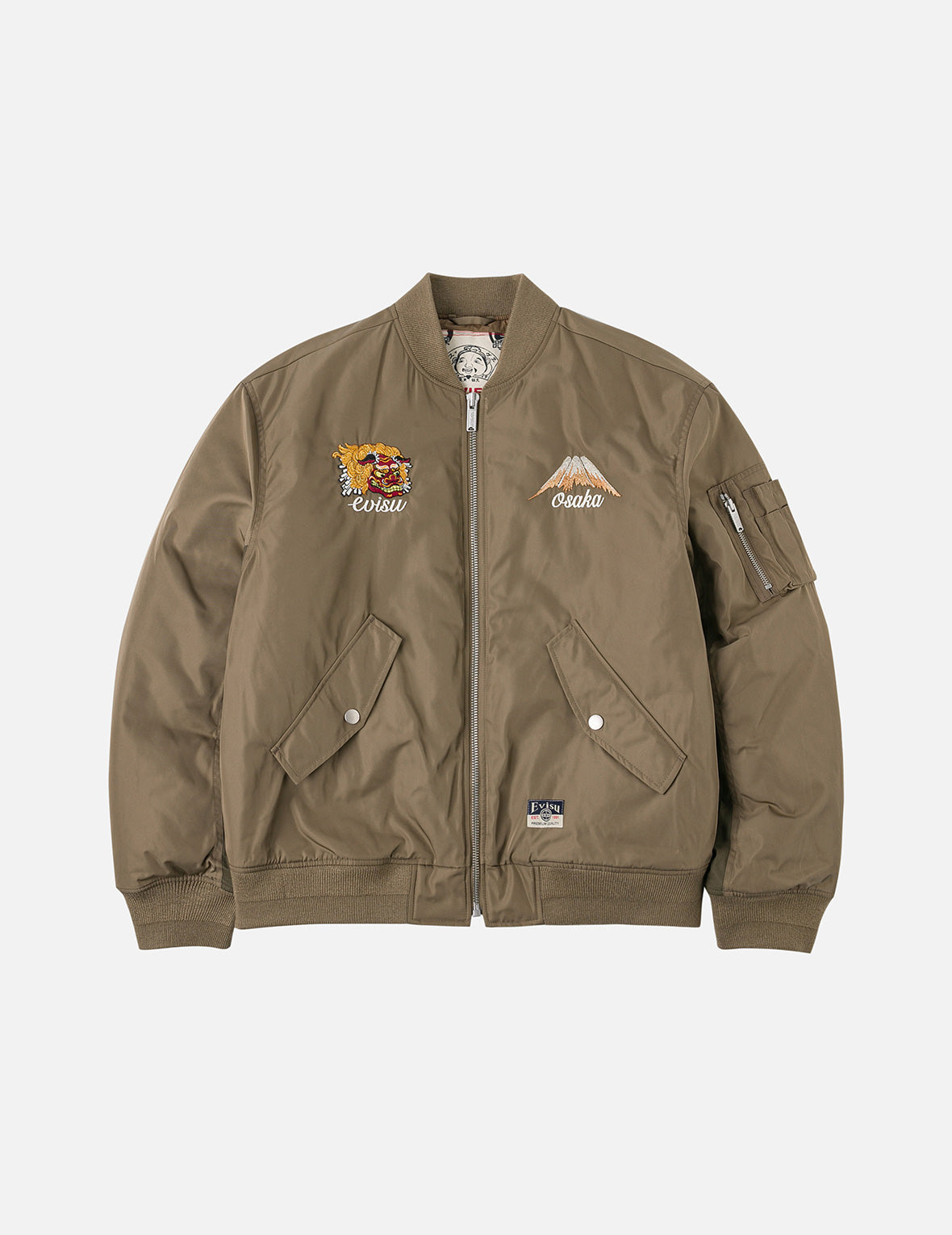 商标和佛头舞狮刺绣宽版休闲横须贺外套