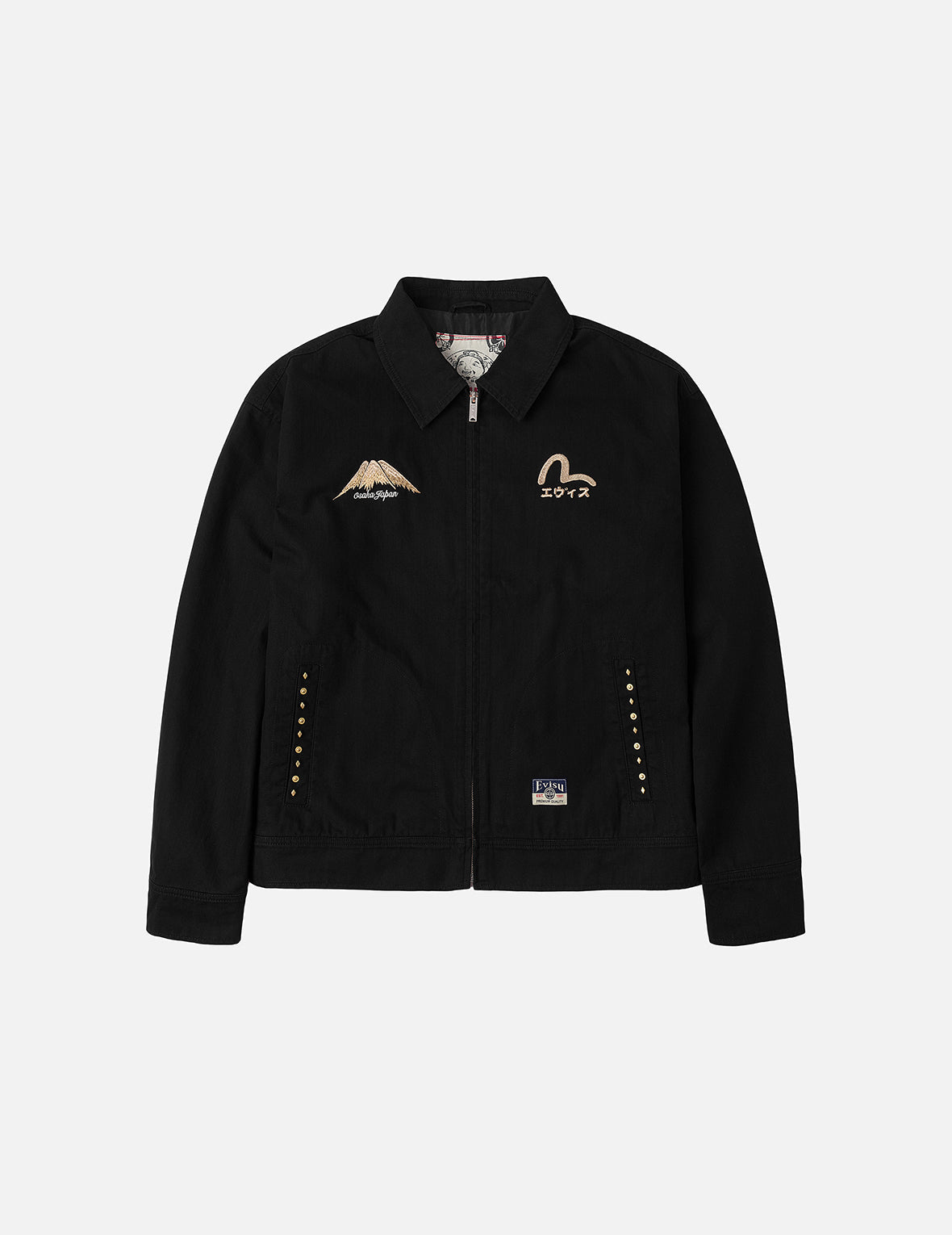 Lion Dance and Mountain Embroidery Regular Fit Worker Jacket