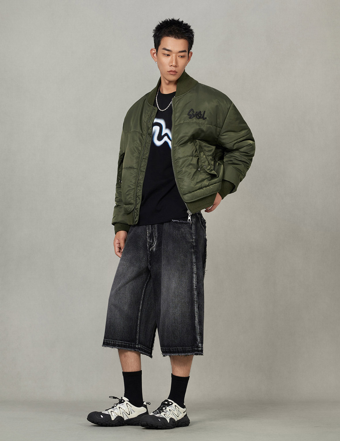 商标刺绣时尚版型飞行员夹克