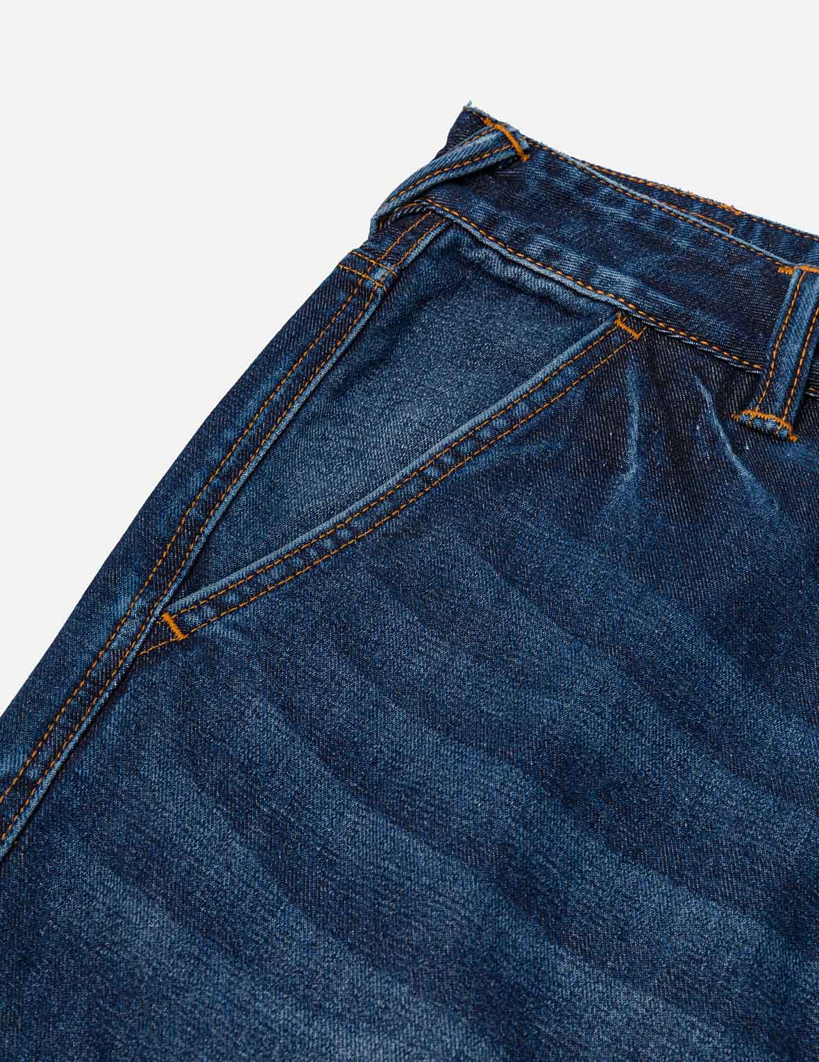 多口袋和海鸥仙鹤印花宽版洗水牛仔束脚裤