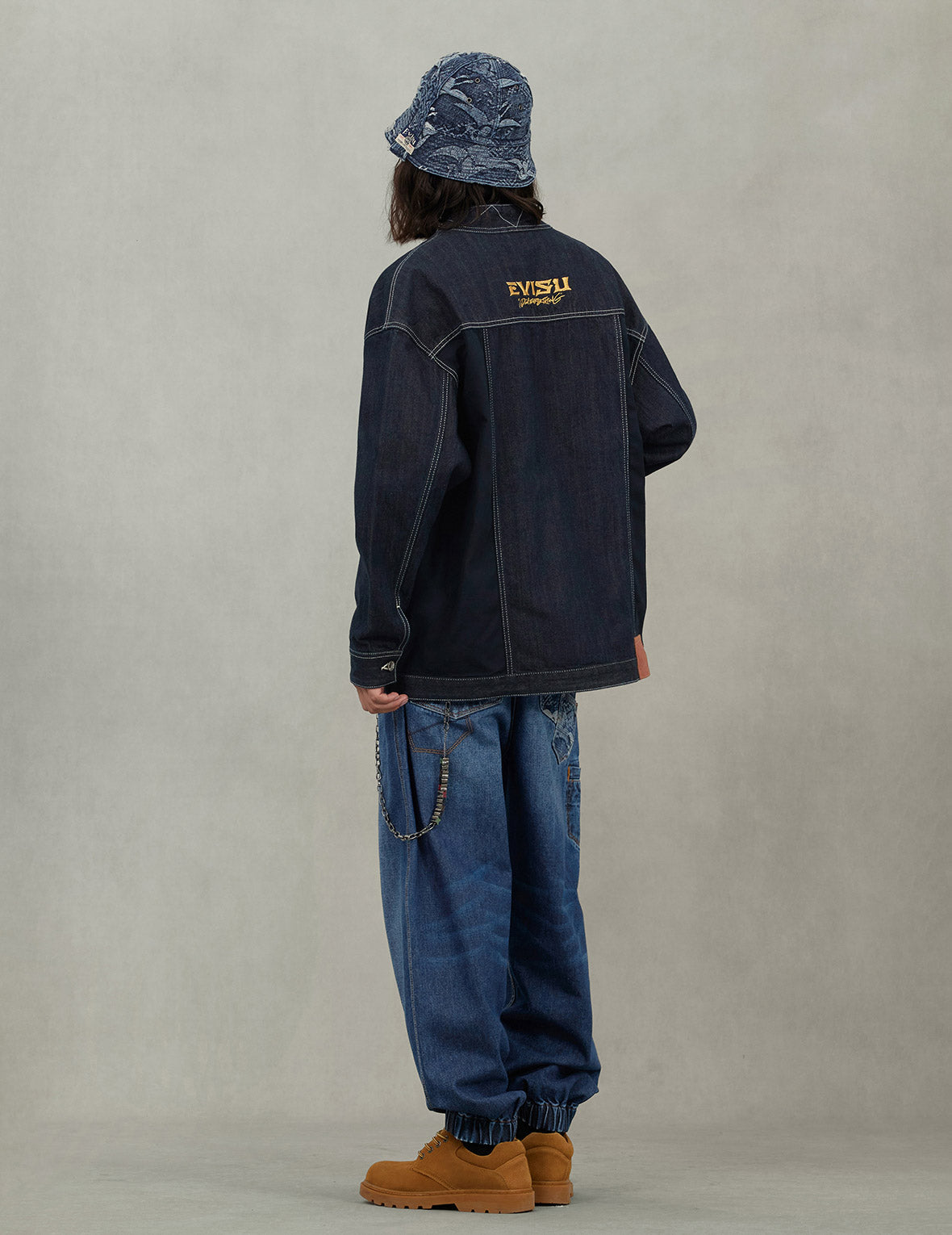 织锦贴布多口袋宽版休闲和服外套