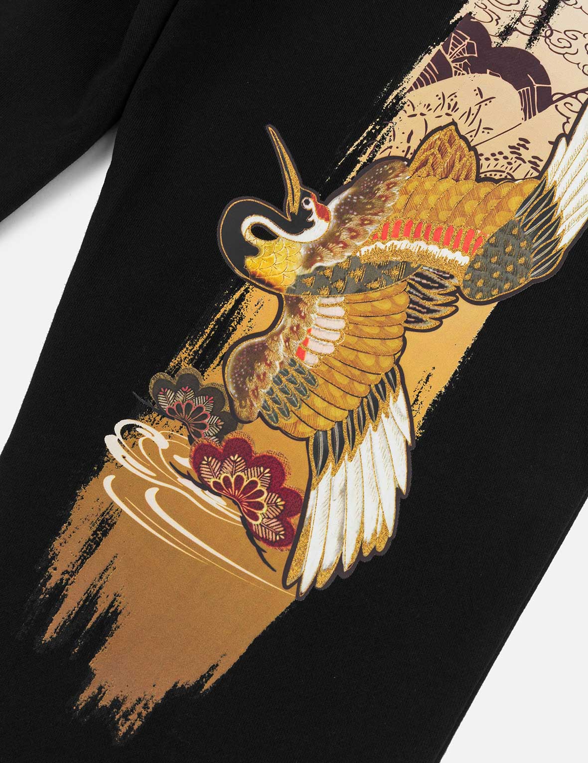 Logo Embroidery and Grateful Crane Daicock Print Regular Fit Sweatpants