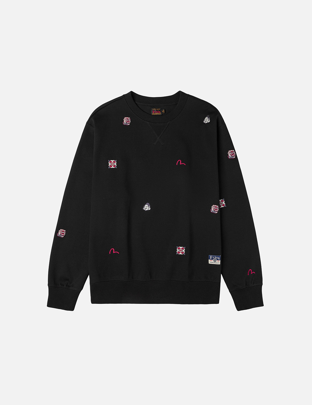 满地多重品牌图案刺绣宽版休闲卫衣