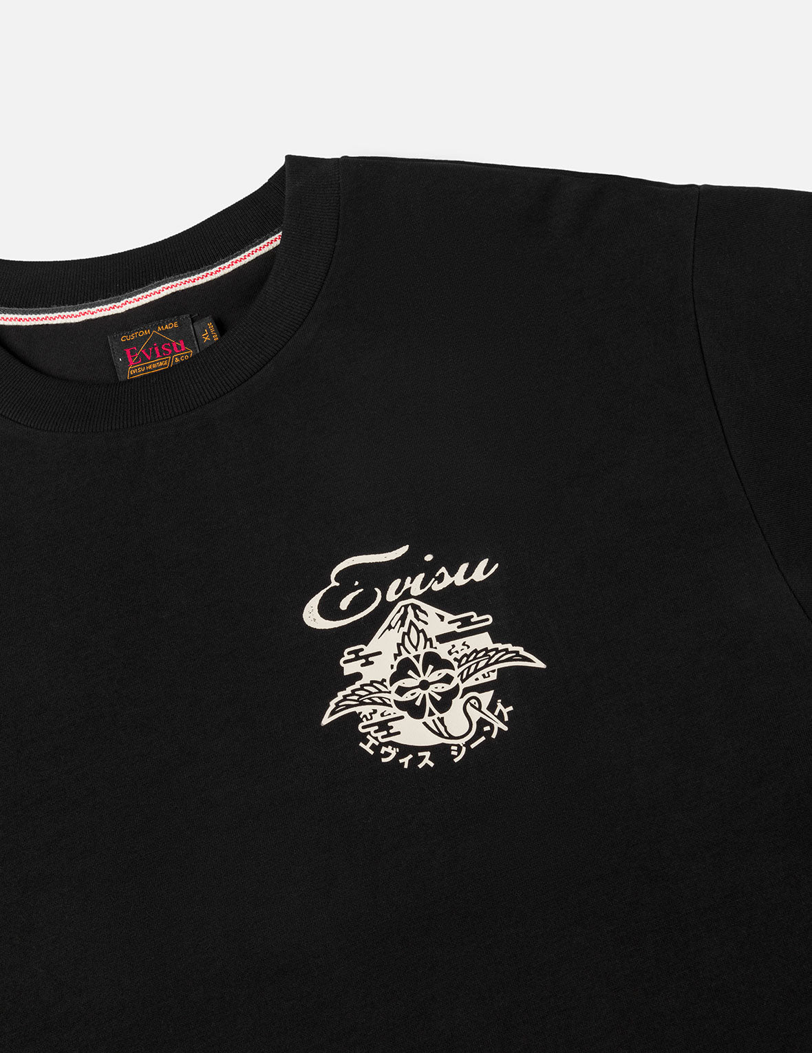 刺子绣家花印花时尚版型假两件长袖T恤