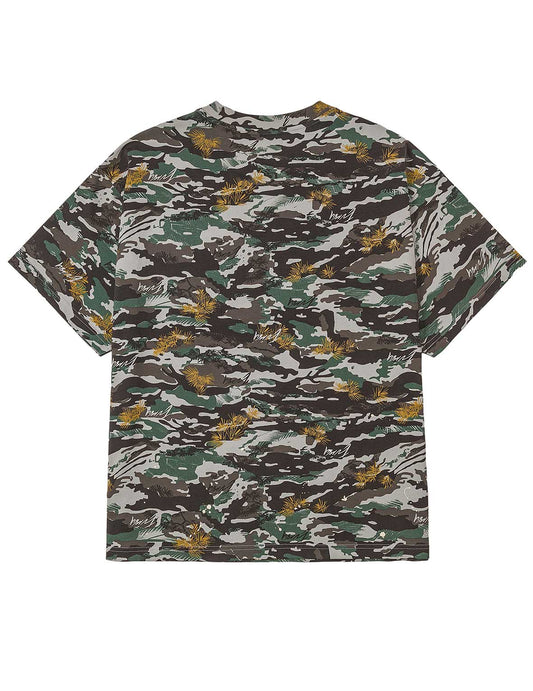 Graffiti-Style Seagull and Logo Print Relax Fit T-Shirt