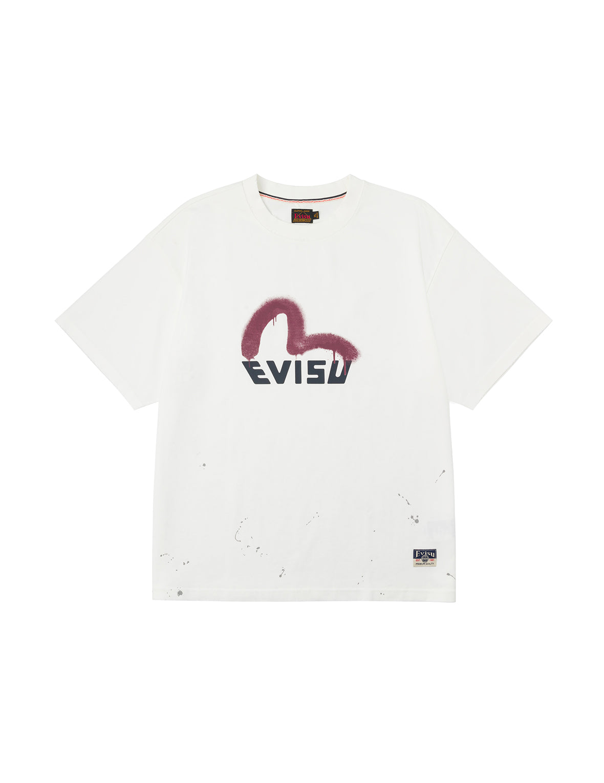 Graffiti-Style Seagull and Logo Print Relax Fit T-Shirt