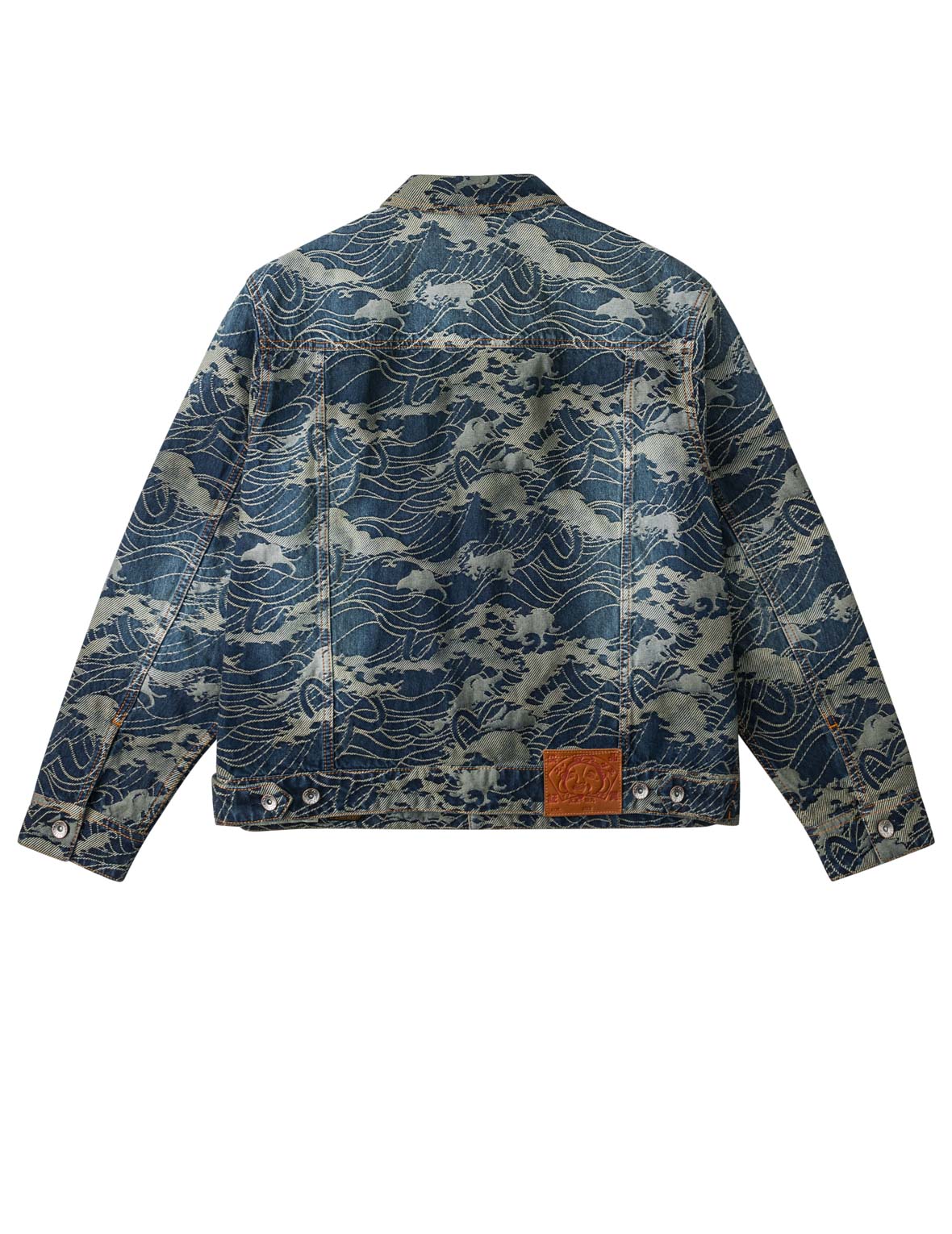 Allover Seagull Wave Jacquard Denim Jacket