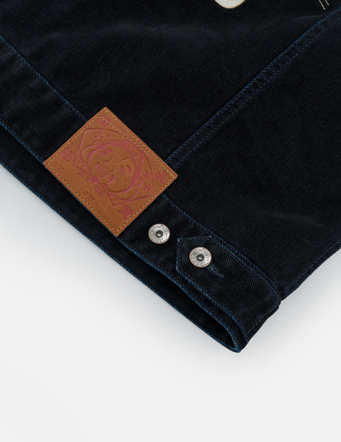 Velvet-Like Kamon Brocade Embroidered Denim Jacket
