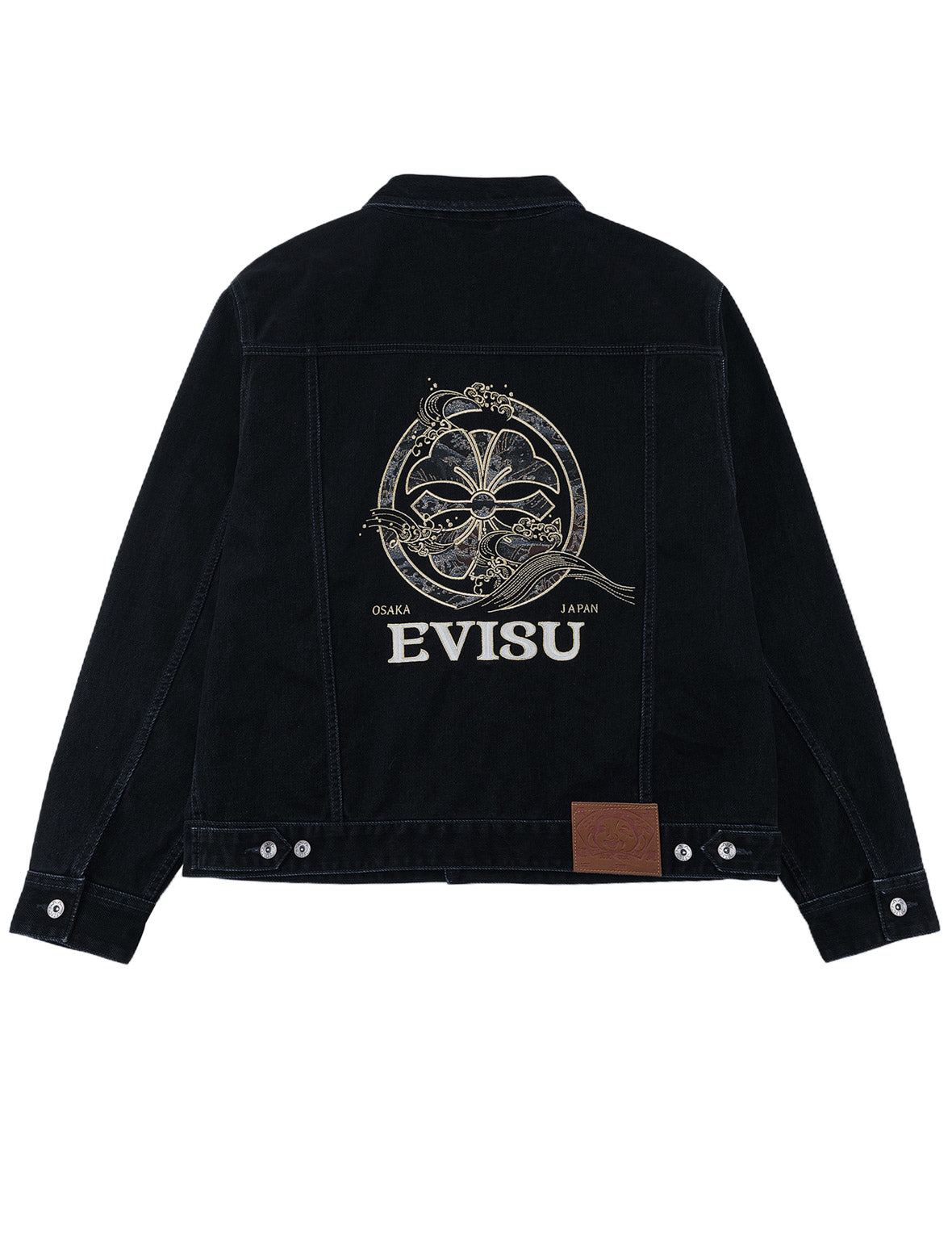 Velvet-Like Kamon Brocade Embroidered Denim Jacket