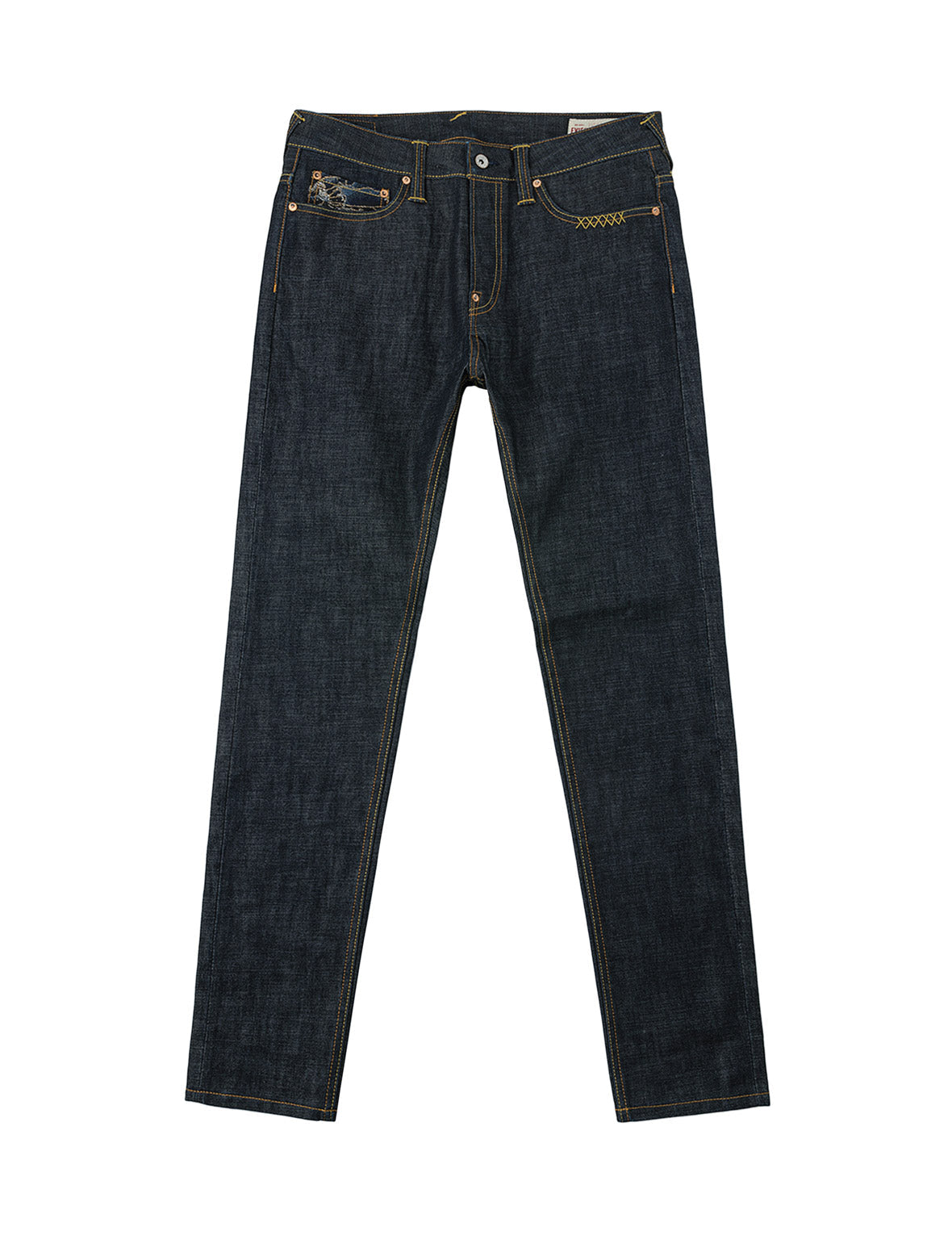 Multi-Pocket Brocade Embroidered Taper Jeans #2017
