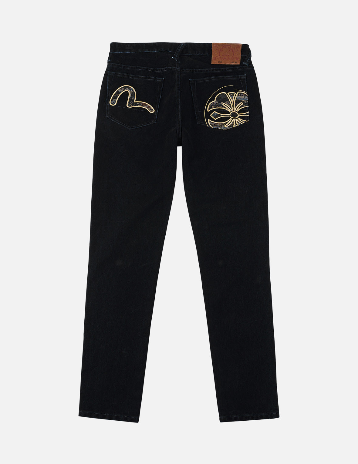 Velvet-Like Seagull & Kamon Brocade Embroidered Jeans #2017