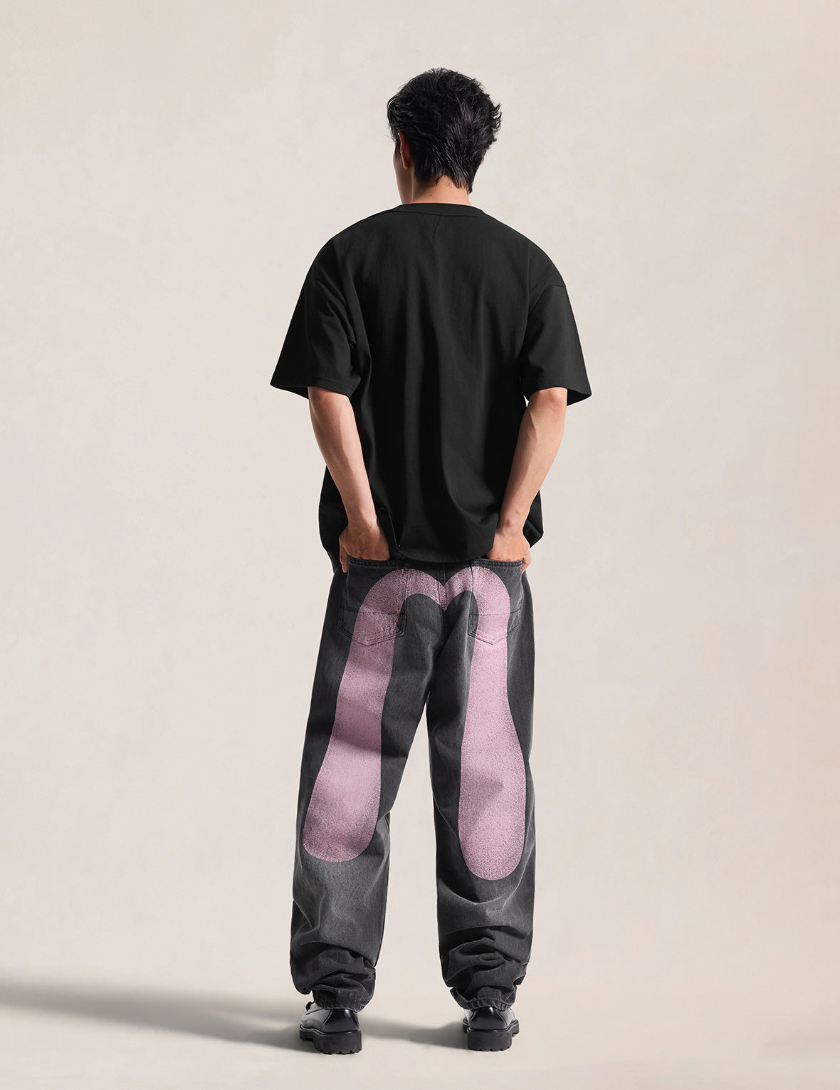 Faded Daicock Print Relax Fit Jeans #2030