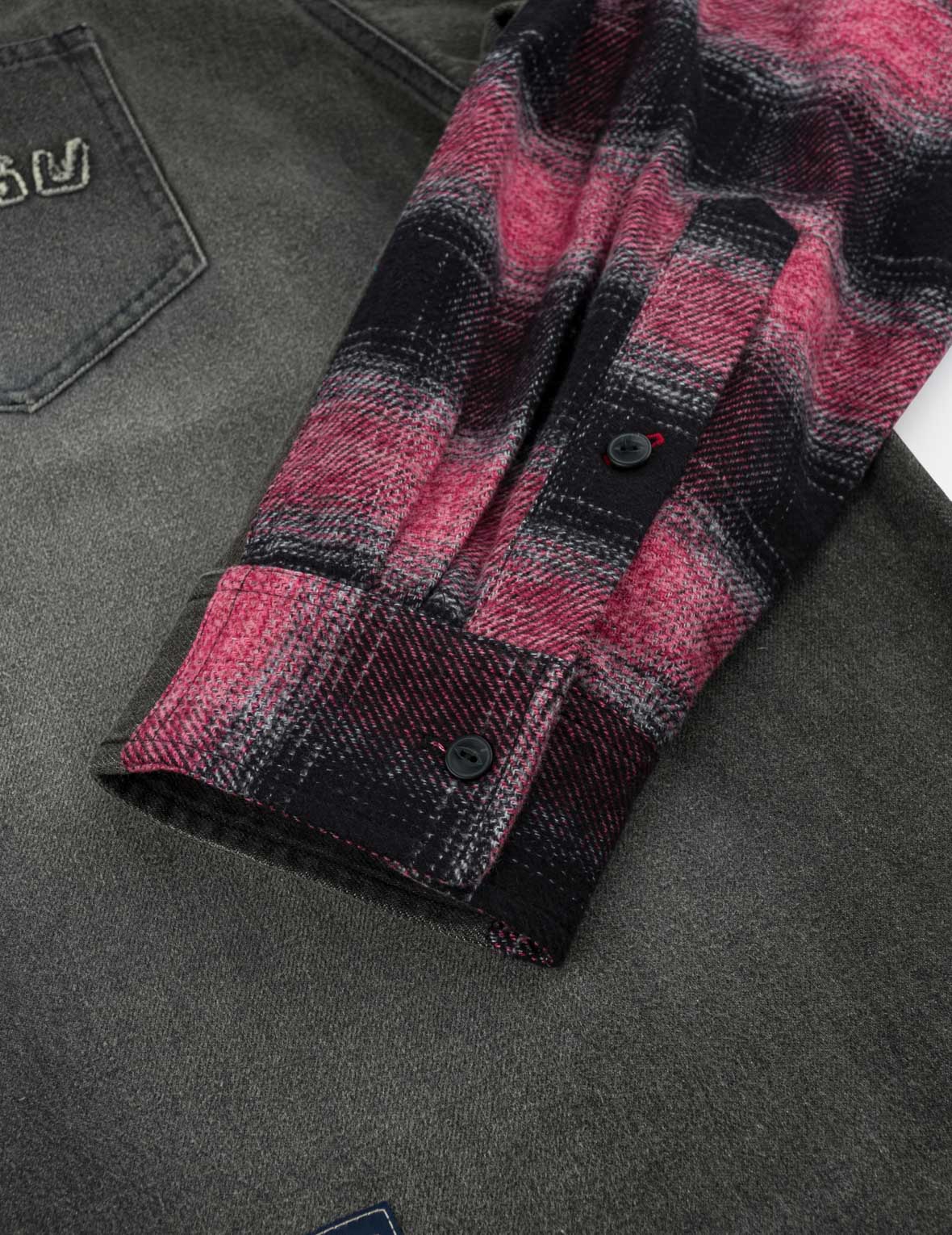 Fabric Blocking Denim Shirt