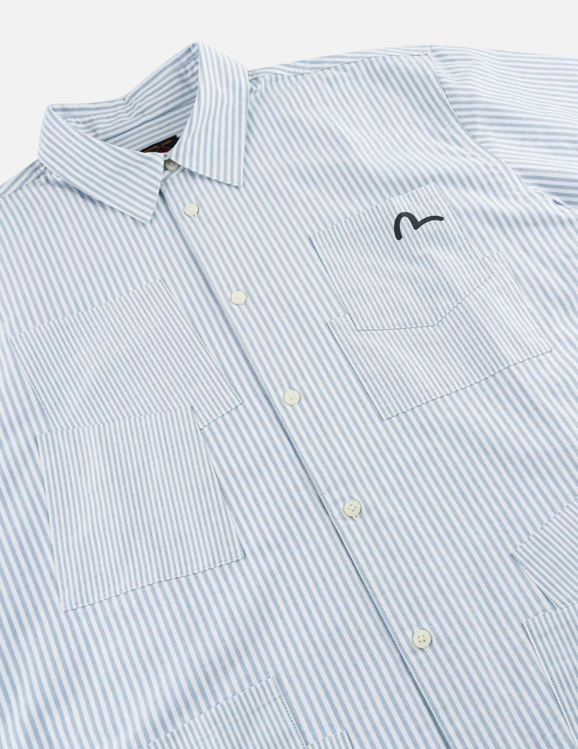 Multi-Pocket Striped Oxford Shirt