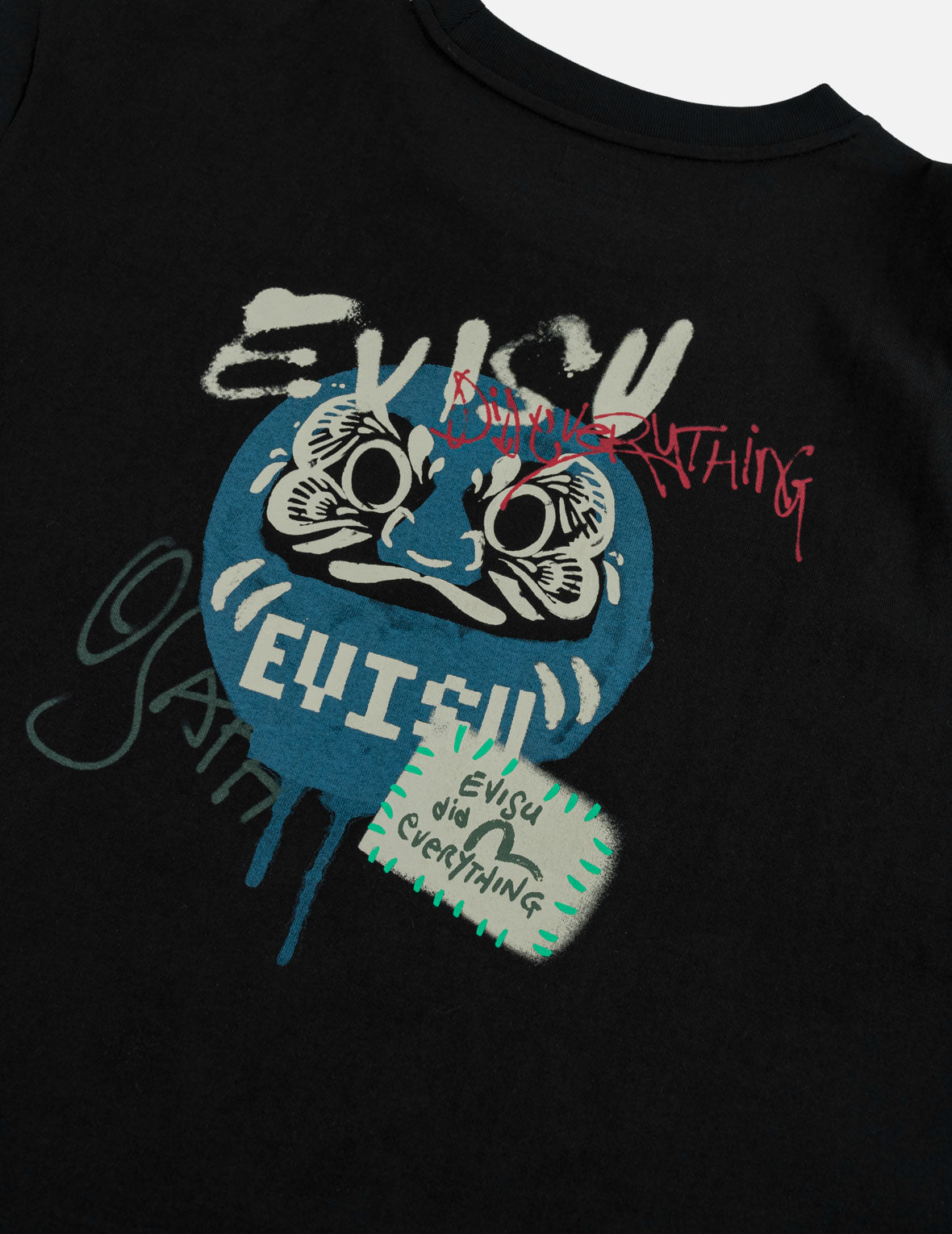 Daruma Print Faux Layered Long-Sleeve T-Shirt