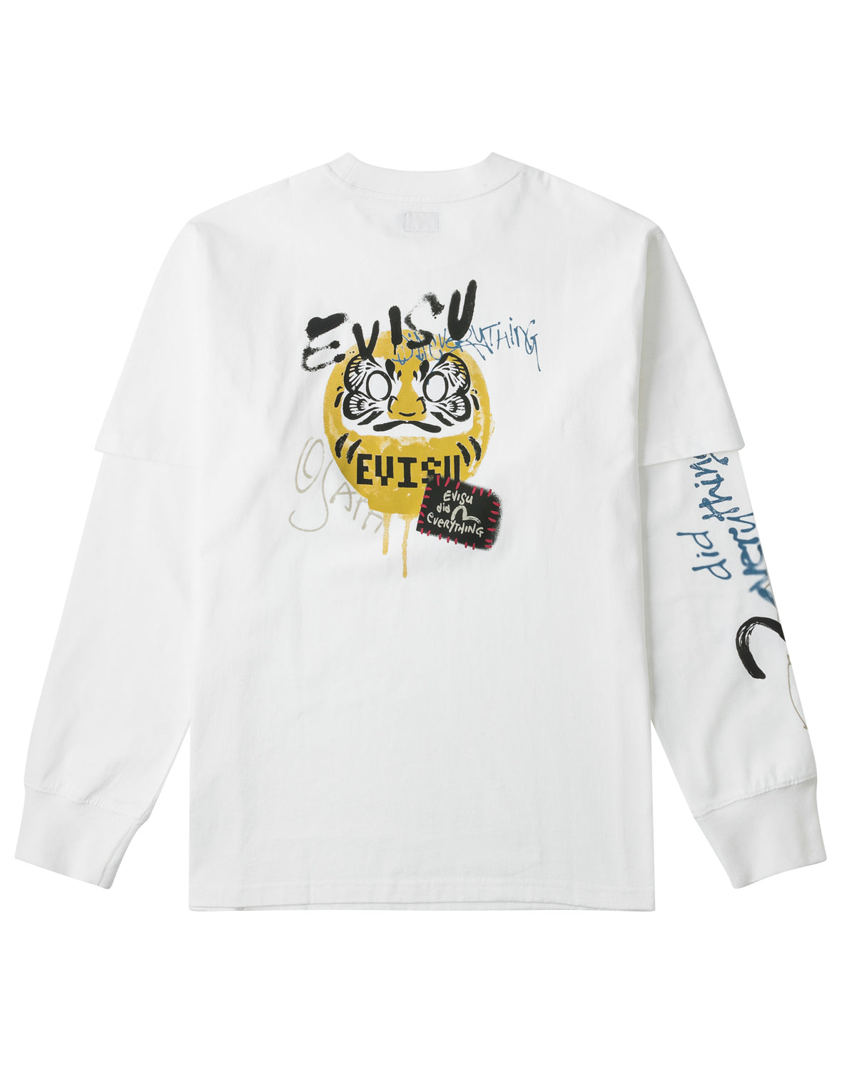 Daruma Print Faux Layered Long-Sleeve T-Shirt