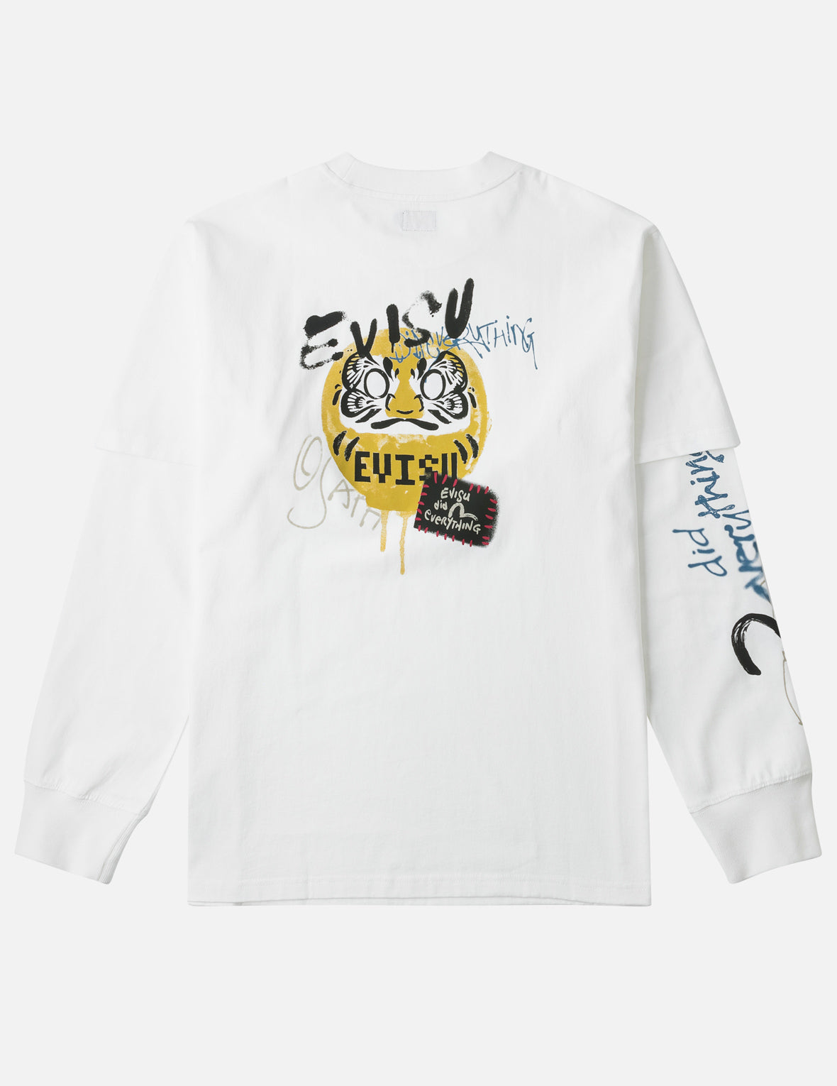 Daruma Print Faux Layered Long-Sleeve T-Shirt