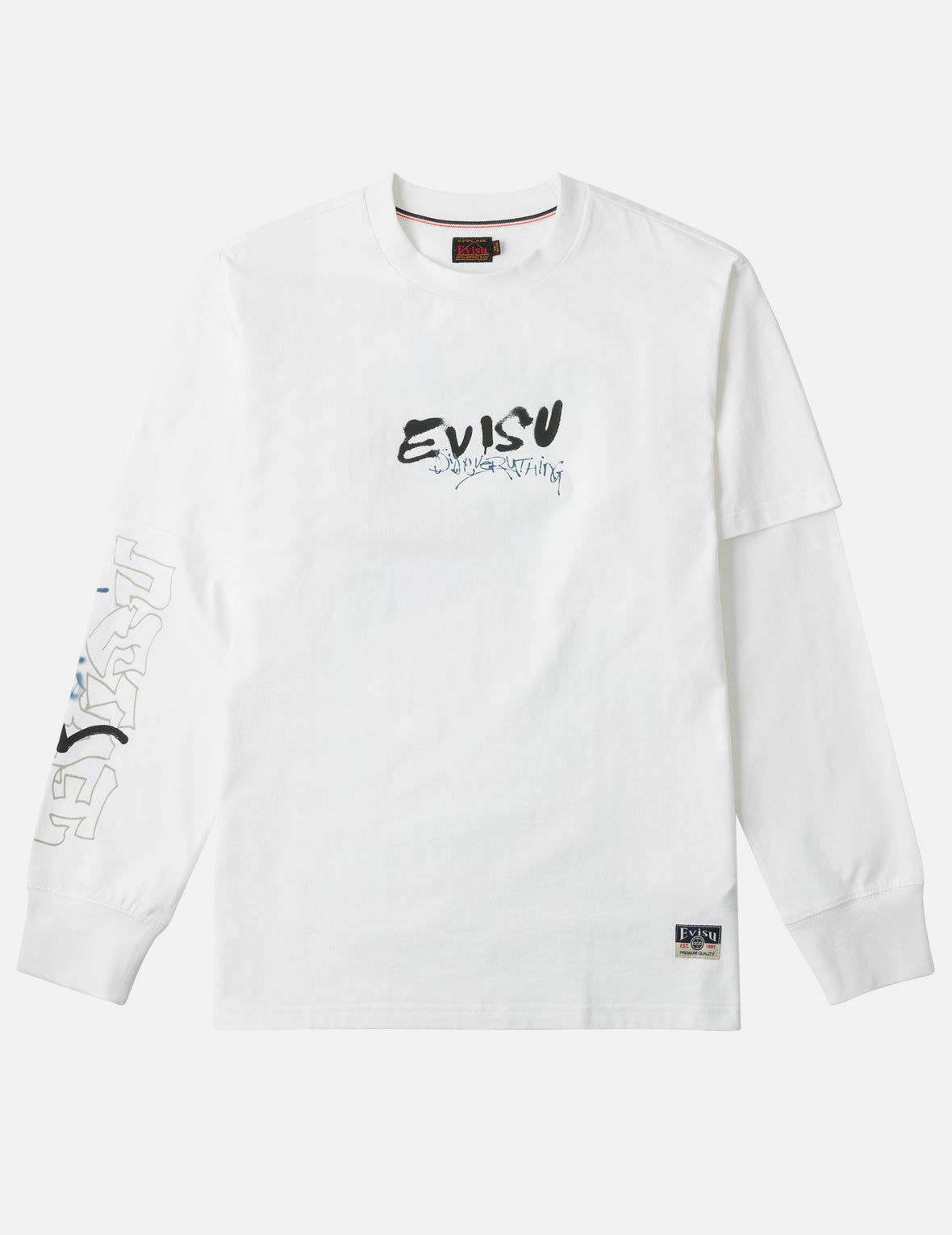 Daruma Print Faux Layered Long-Sleeve T-Shirt