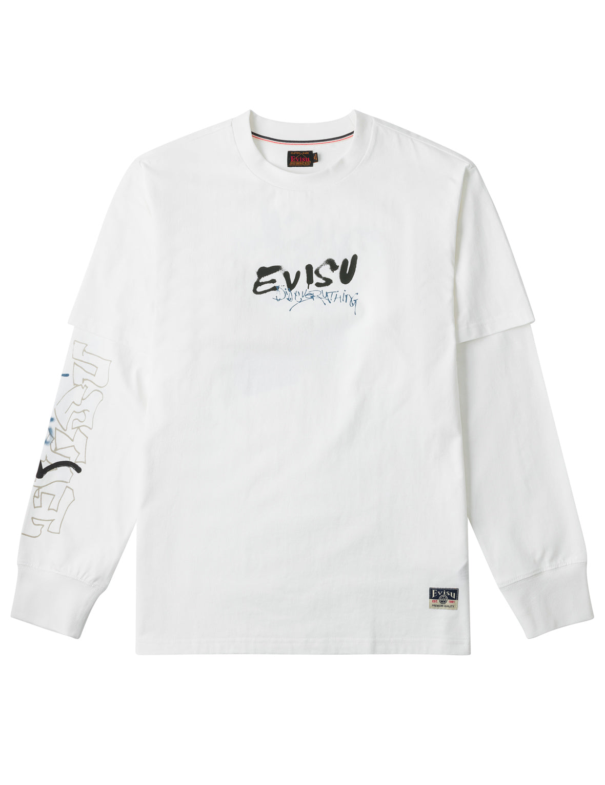 Daruma Print Faux Layered Long-Sleeve T-Shirt